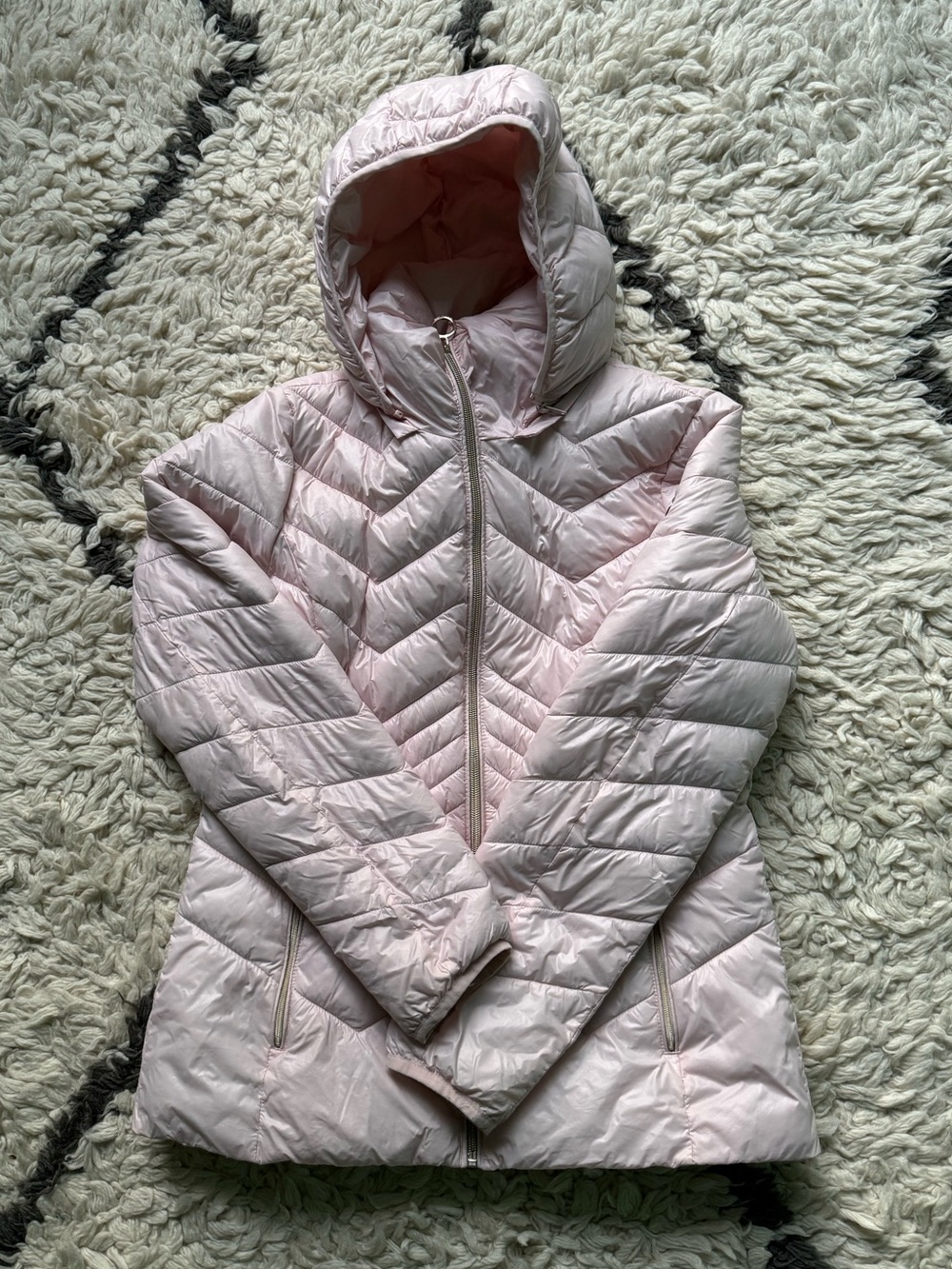 Michael Kors Pale Pink Hooded Quilted Puffer Coat Small